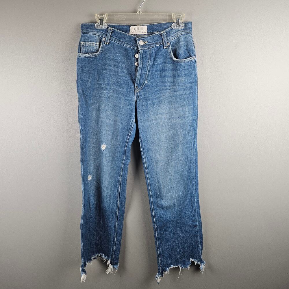 We The Free Crop Jeans High Rise Button Fly Raw Hem Free People Size 26